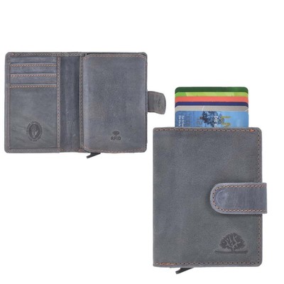 Greenburry Kartenbörse Leder Kreditkartenetui Vintage Minibörse Herren RFID blau