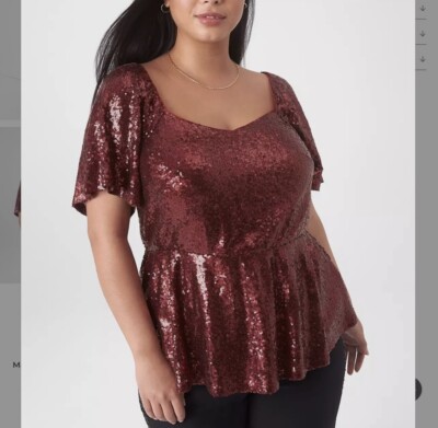 Lane Bryant Sequin Short Sleeve Sz 16