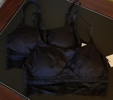 Auden Bralette Lot Small Sports Lightly Padded Wireless with Lace Trim 2 Pc