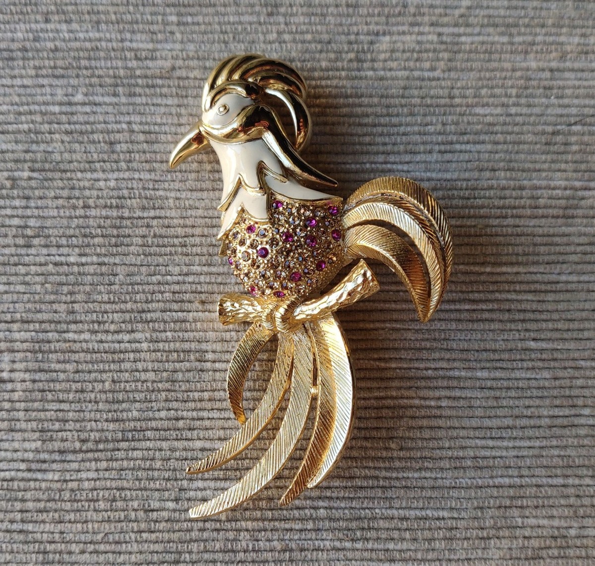 EVER FAITH Spilla Gioiello, Cristallo Austriaco Elegante Animale Pavone Plume Pendente Trasparente Oro-Fondo
