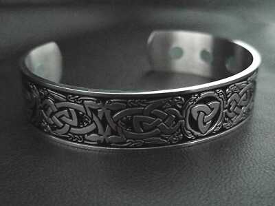 Armreif Edelstahl Magnet Armband Triquetra Wolf Fenris Herren Wikinger Biker A21