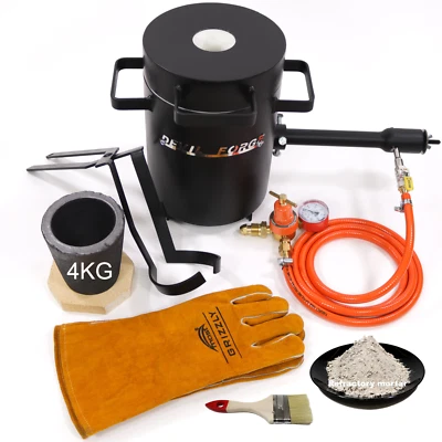 DEVIL FORGE FB1Sb–4KG Schmelzofen Schmiedeofen Gasofen Gasbrenner Propangas Tiegel Zange
