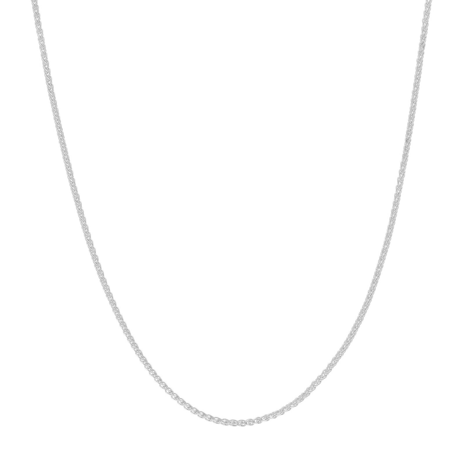 0.85MM ROUND WHEAT CHAIN NECKLACE REAL 14K WHITE GOLD