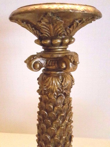 Elements Ornate Collectible Gold Rococo Syroco Pillar Candle Holder Pedestal - Picture 2 of 9