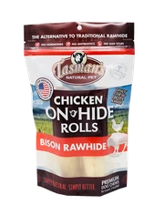 Tasman Pet Chicken ON-HIDE American Bufffalo Bison Rolls - Multiple Sizes