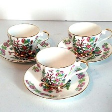 Vtg Set Of 3 Royal Ardalt Teacups & Saucers w Aynsley Mark Crossed Out Unusual