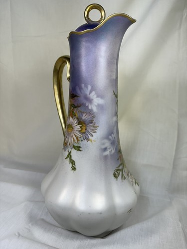 c1900 Ernst Wahliss Turn Vienna #9164 12" Lavender w/Chrysanthemum CHOCOLATE POT - Picture 7 of 14