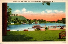 Postcard Scenic View Mt Topin And Little York Lake Near Cortland NY