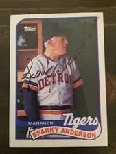 SPARKY ANDERSON DETROIT TIGERS CINCINATTI REDS SIGNED 1989 TOPPS HOF 2000