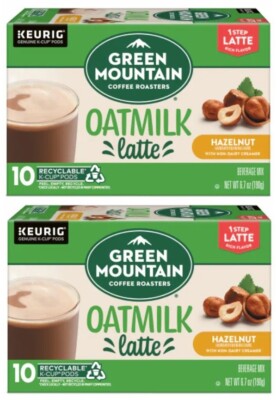 Green Mountain Oatmilk Latte Hazelnut Coffee Roasters K-Cups 10 Count (2  Boxes)