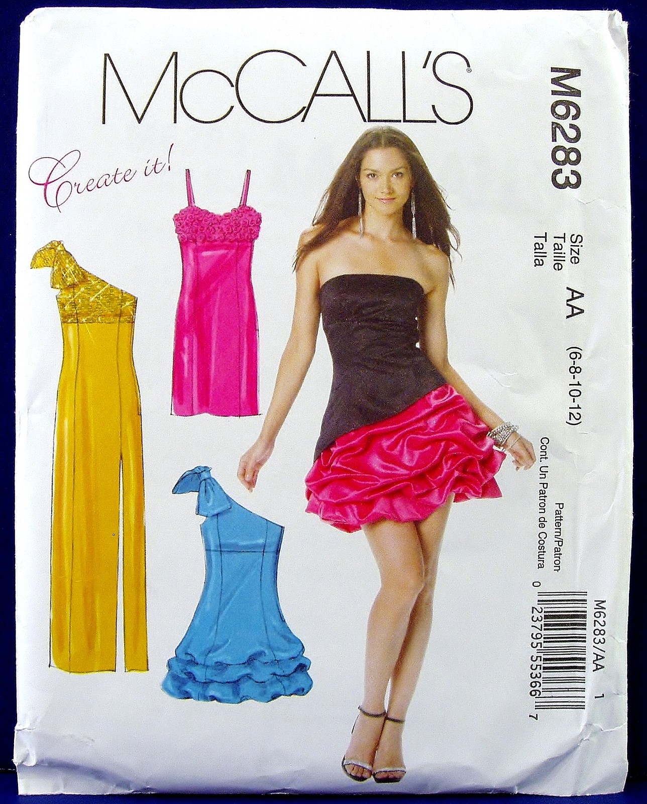 McCall Strapless One Shoulder Prom Dress Sewing Pattern 6-12 Sizes 6283  