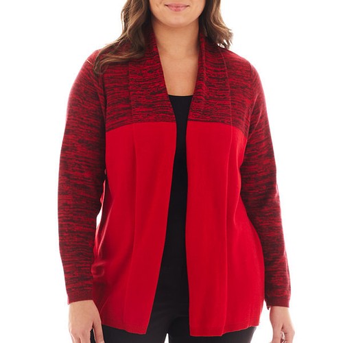 Front Cardigan Cherry Burgundy Plus 
