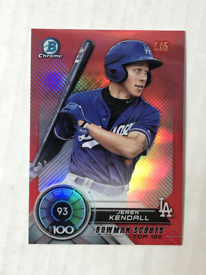 JEREN KENDALL 2018 Bowman Chrome TOP RED REFRACTOR SSP RC 1/5! EBAY 1/1! INVEST!