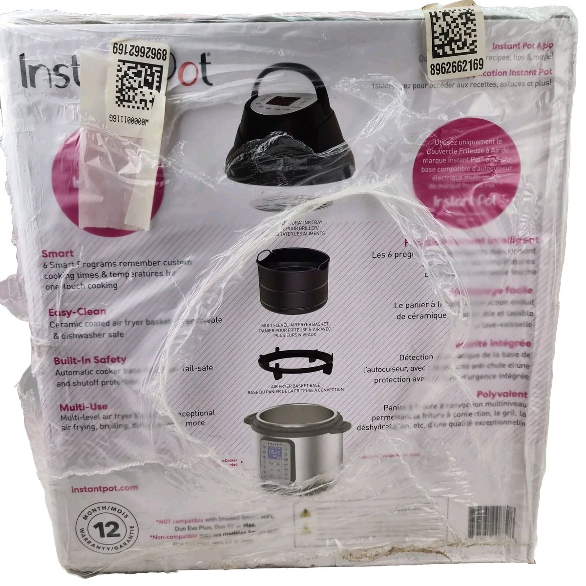 Instant Pot Qt Air Fryer Lid In Bake Broil Roast Dehydrate Air Fry  More