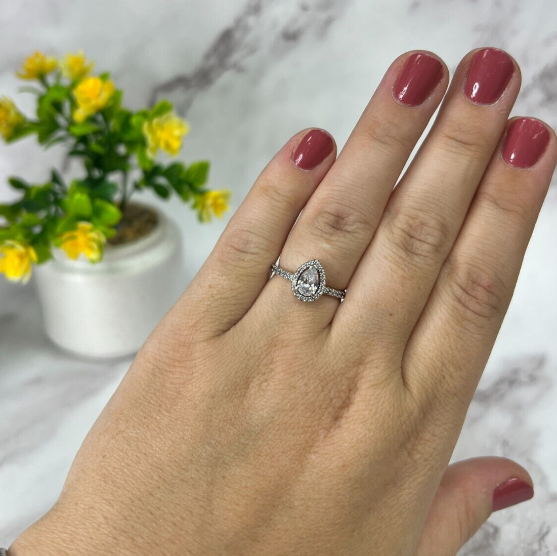 PANDORA Sterling Silver Sparkling Cubic Zirconia Pear Shaped Halo  display picture 1