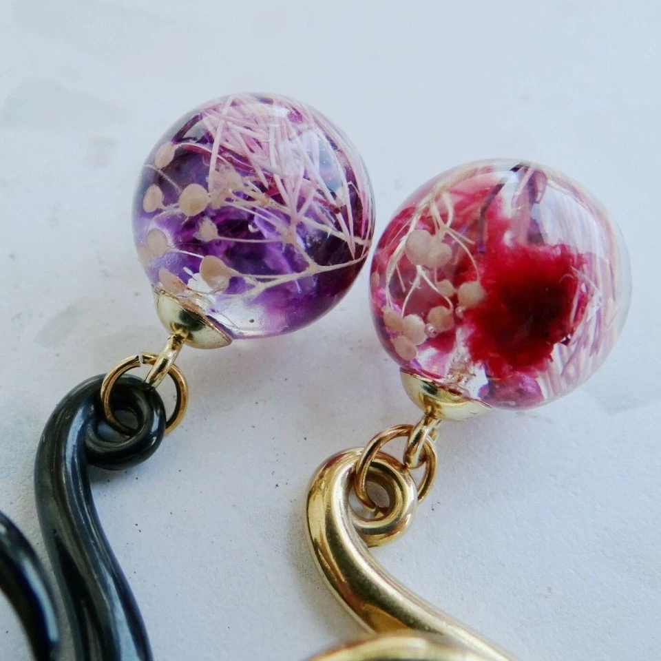 Pesas de oreja florales para colgador de oreja de resina estirada medidores de oro tapones colgantes par Foto 2 de 4