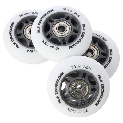 NILS Inliner 4 Rollen Inline Skate Räder PU 70x24mm 82A Weiß + 8x ABEC-9 Lager
