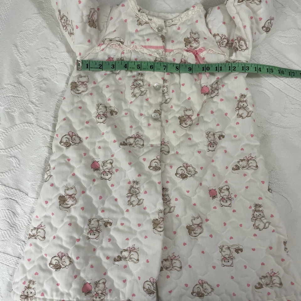 Lote de ropa vintage hecha a mano para niñas pequeñas vestido bata falda gatitos corazones 3t-4t Foto 3 de 4