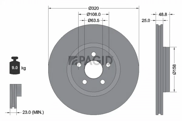 2x PAGID Disque Aéré Internement Ø320mm pour Ford Transit Connectez V408 Boîte - Photo 1/1