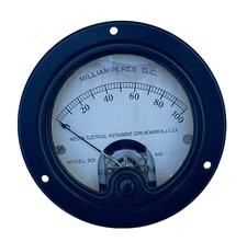 Weston Electrical Instruments Milliamperes D.C. 0-100 Model 301