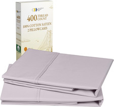 Standard Queen Size Pillowcase Set - 400 Thread Count, 100 Cotton Sateen, Set o