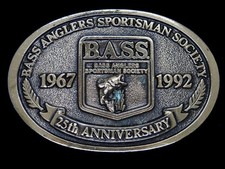 TC15123 VINTAGE 1992 BASS ANGLERS SPORTSMAN SOCIETY FISHING BELT BUCKLE