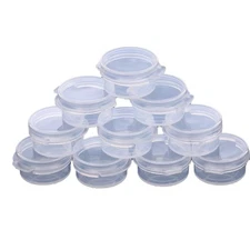 50 PCS 5g Plastic Cosmetic Jar, Empty Clear Case, Snap Lids, Mini Sample Box
