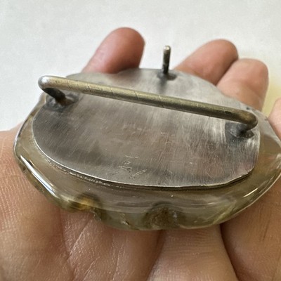 Vintage Handcrafted Agate Belt Buckle Rough Cut Natural 
