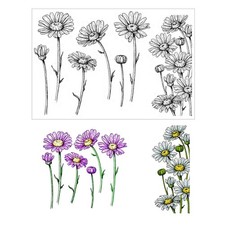 Daisy Flowers Clear Stamps for Card Making or Journaling, Floral Rubber Stamp...
