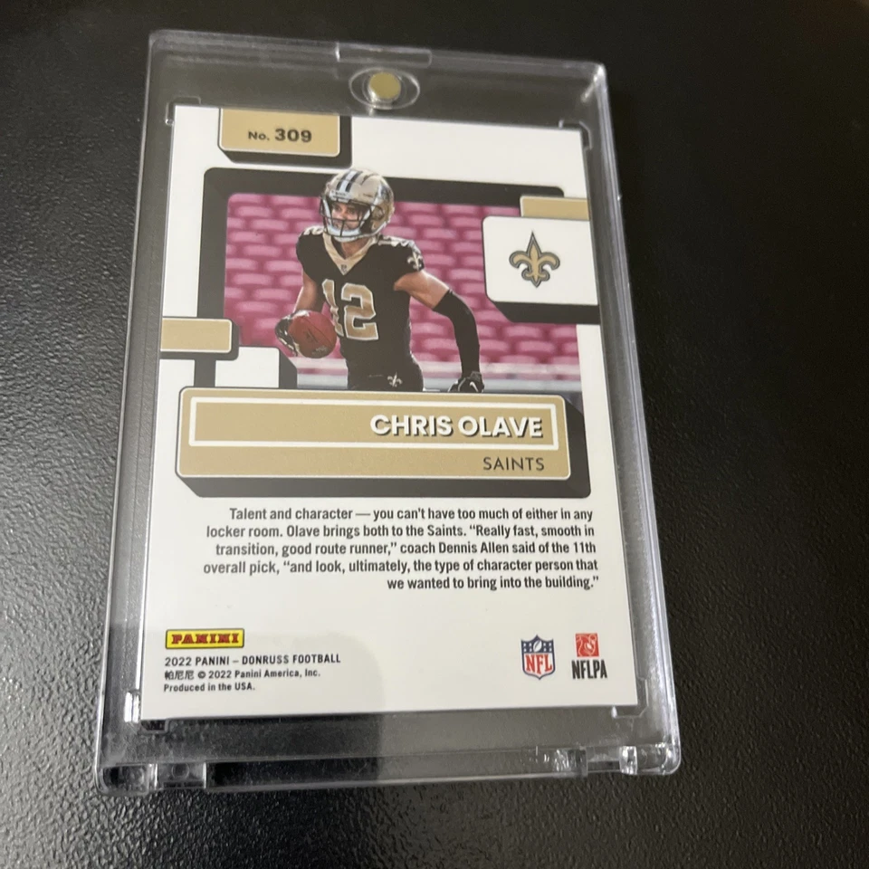 2022 Panini DonrussRated Rookie Chris Olave #P-309 Optic Preview Gold Ice10 AURC - Image 4 of 4