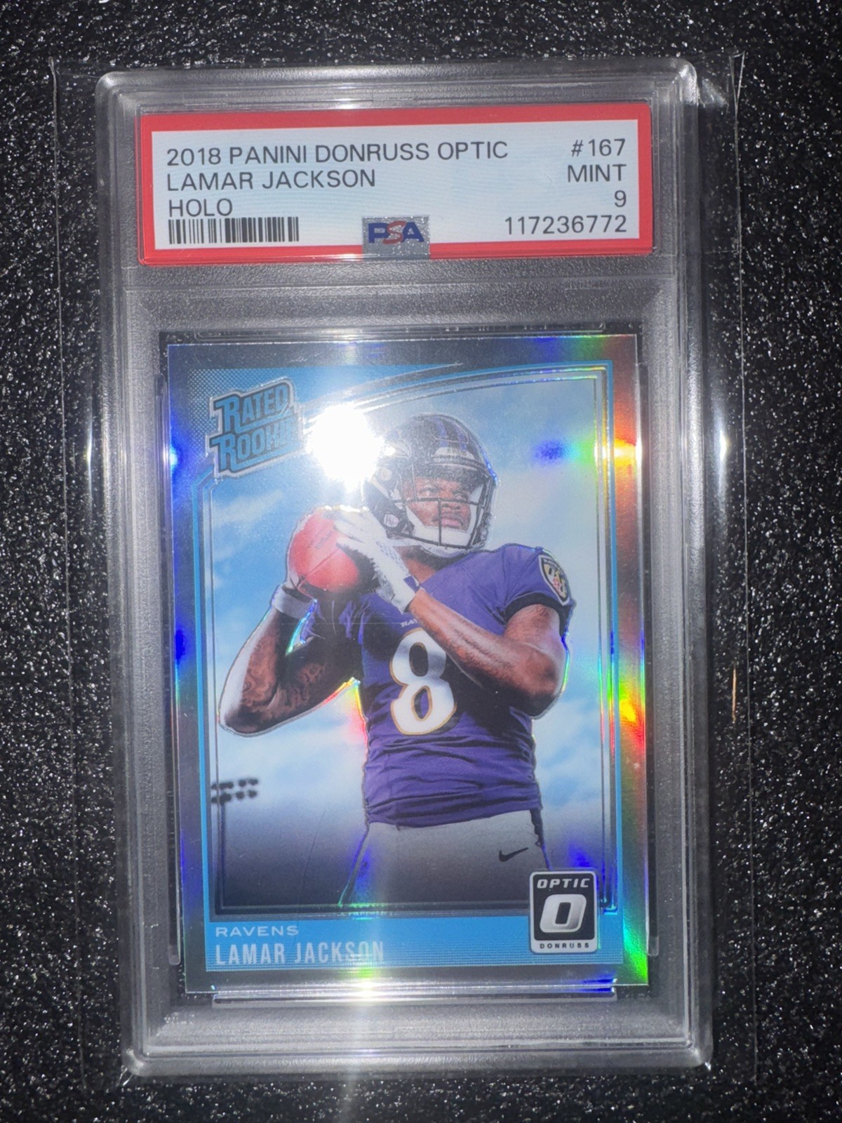 2018 Donruss Optic - Rated Rookie Lamar Jackson #167 Holo Prizm (RC)