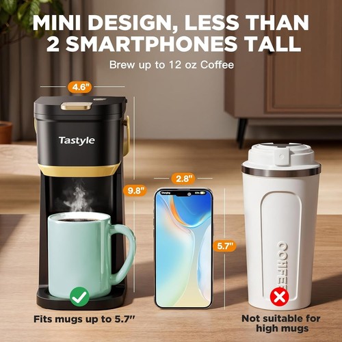 Single Serve Coffee Maker Portable Black Gold 12oz Travel Camping Office - Picture 5 of 9