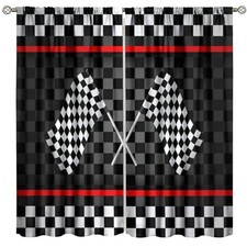 Racing Kids Curtains Boys Red Racing Bedroom 21"W x 44"L Pack of 2 Racing-2