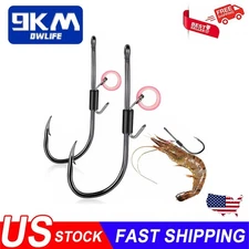 10Pcs Live Shrimp Hooks Catfish Fishing Hooks Long Shank Hooks Saltwater Hooks