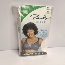 Playtex 18 Hour Silky Soft Smoothing Cool  Breathable Wireless Bra White 44D