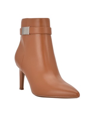 $150 Calvin Klein Women's Sarity Pointy Toe Dress Booties Dark Natural 8 M efe26