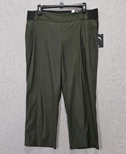 Simply Vera Wang Twill Capri Pants Size L Green Stretch Pull On