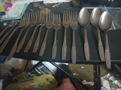 Customcraft Rose Glossy Textured Flatware Silverware Ss Forks Spoons 14x