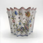 Vtg Tiffany & Co French Faience Cachepot Planter Hand Painted France Rouen Style