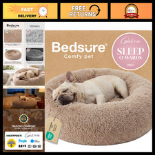 Calming Medium Dog Bed - Washable Donut Pet Bed, 30" Camel Color, Cozy Soft
