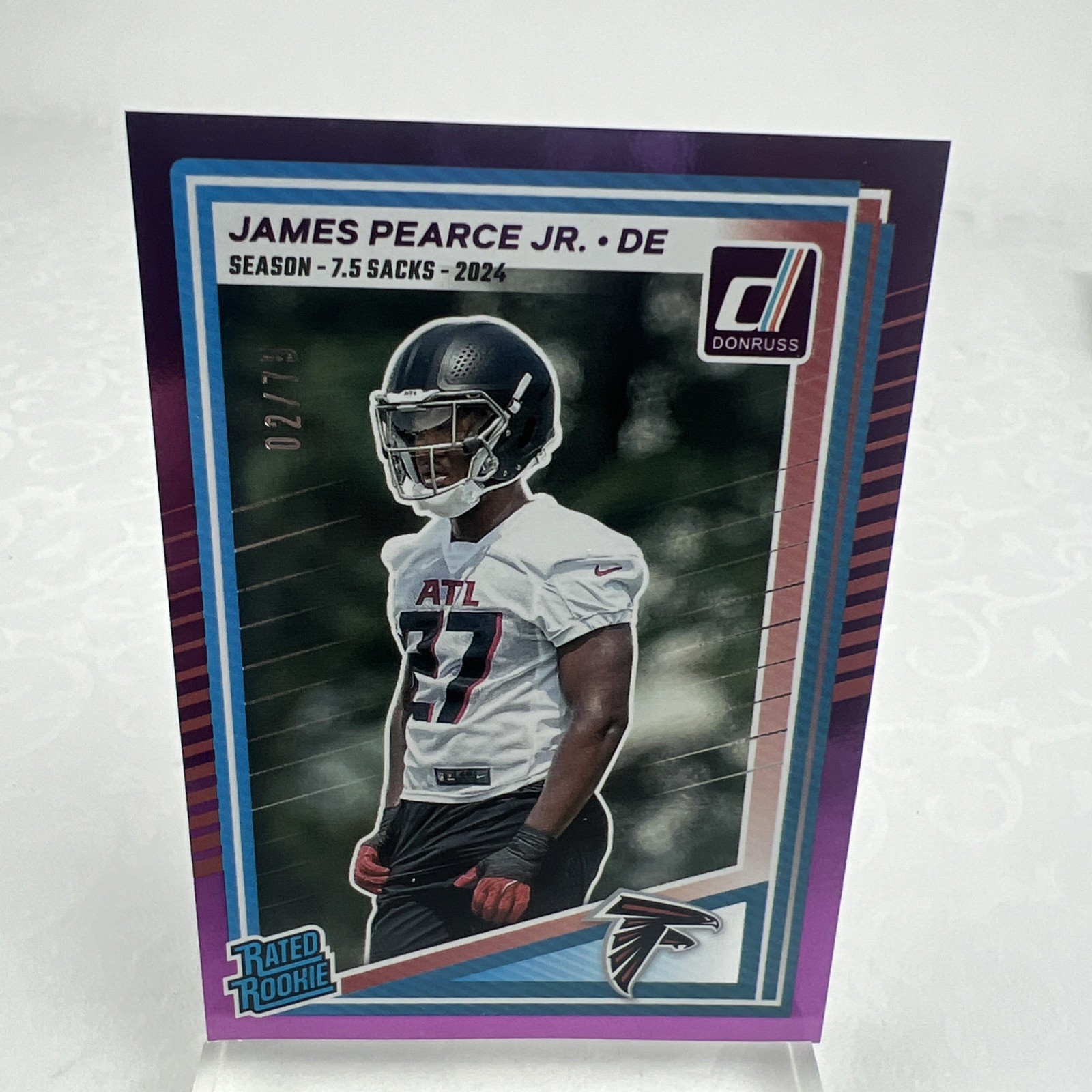2025 Panini Donruss - Rated Rookie James Pearce Jr. #363 Season Stat Line 02/75