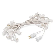  C7 Light Strings | 25' White Cord with 12" Socket Spacing, E12 C7 Christmas 