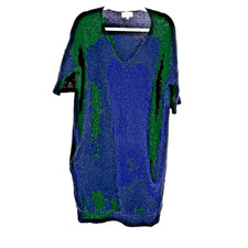 NOA NOA Sweater Dress Midi Pockets Women's Size Large Black Mohair V-Neck Cozy