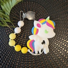 New Unicorn Girl Pacifier Clip with Removable Silicone Teether Toy Girl