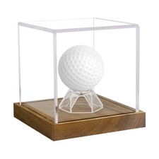 Clear Acrylic Golf Ball Display Case with Wood Base & 1-Pack, 
