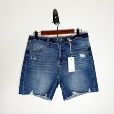 Kancan High Rise Frayed Hem Distressed Denim Jean Shorts Women s Size 11/29 NWT
