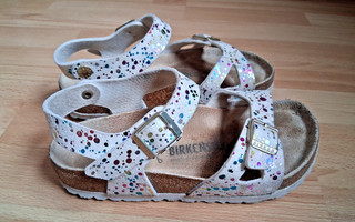 Bunte Mädchen Sandalen von BIRKENSTOCK RIO Gr. 35 Weiss/Bunt/Glitzer