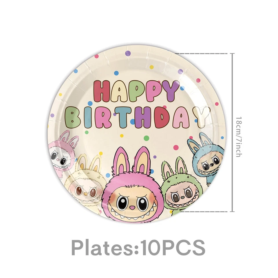 L𝘢𝘣𝘶𝘣𝘶 Party Decorations Set for Kid Happy Birthday Banner Tableware Napkin - Image 4 of 4