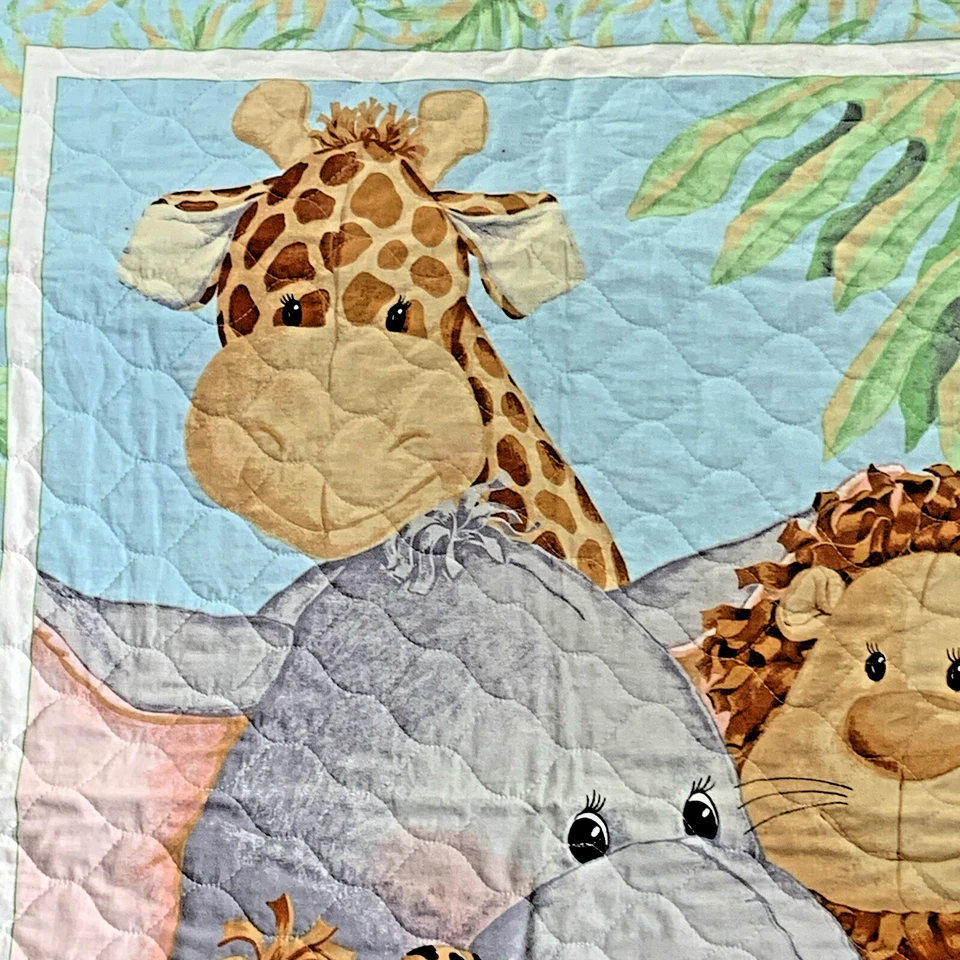 Colcha de animales de la selva alfombra de juego manta de cuna 33"x44" adorno amarillo decoración de guardería Foto 4 de 4