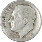 1948 Roosevelt Dime Circulated Silver 10c Coin Collectible
